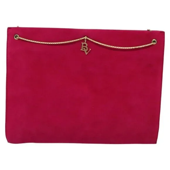 Authentic BOTTEGA VENETA Shoulder Bag Suede Pink Gold